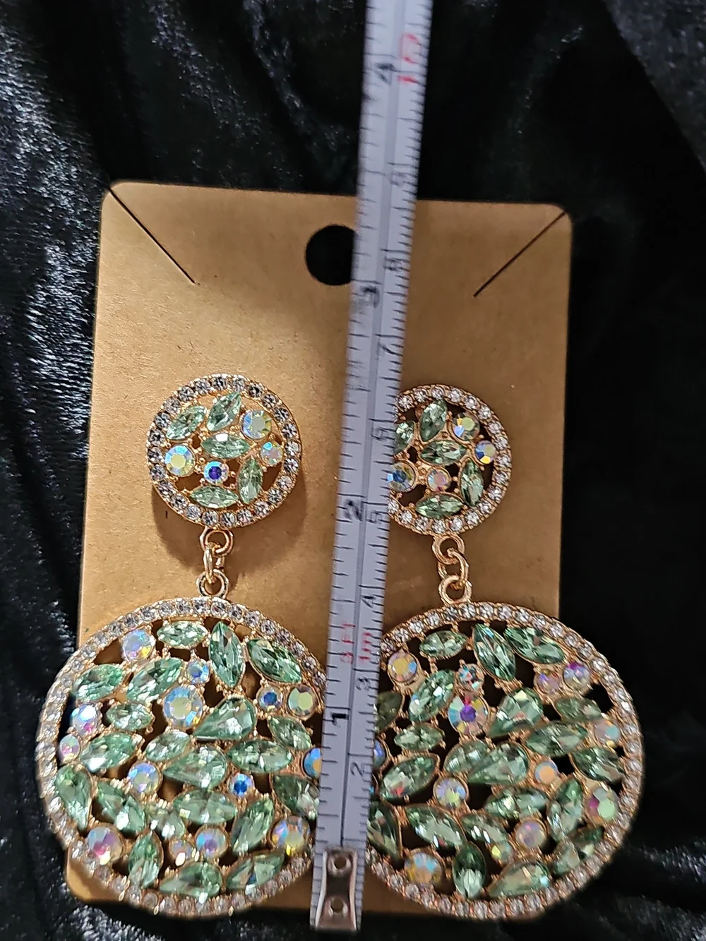 Gold-Tone Green Crystal Drop Earrings